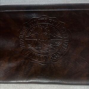 VMI - VIRGINIA MILITARY INSTITUTE Dark Brown Leather Envelope Clutch Bag